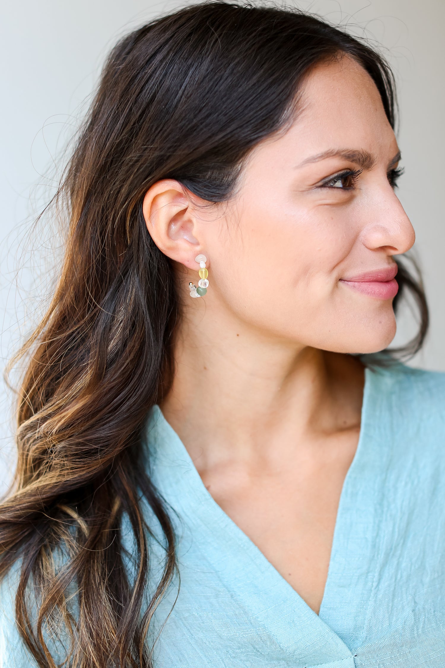 Beaded Hoop Earrings close up