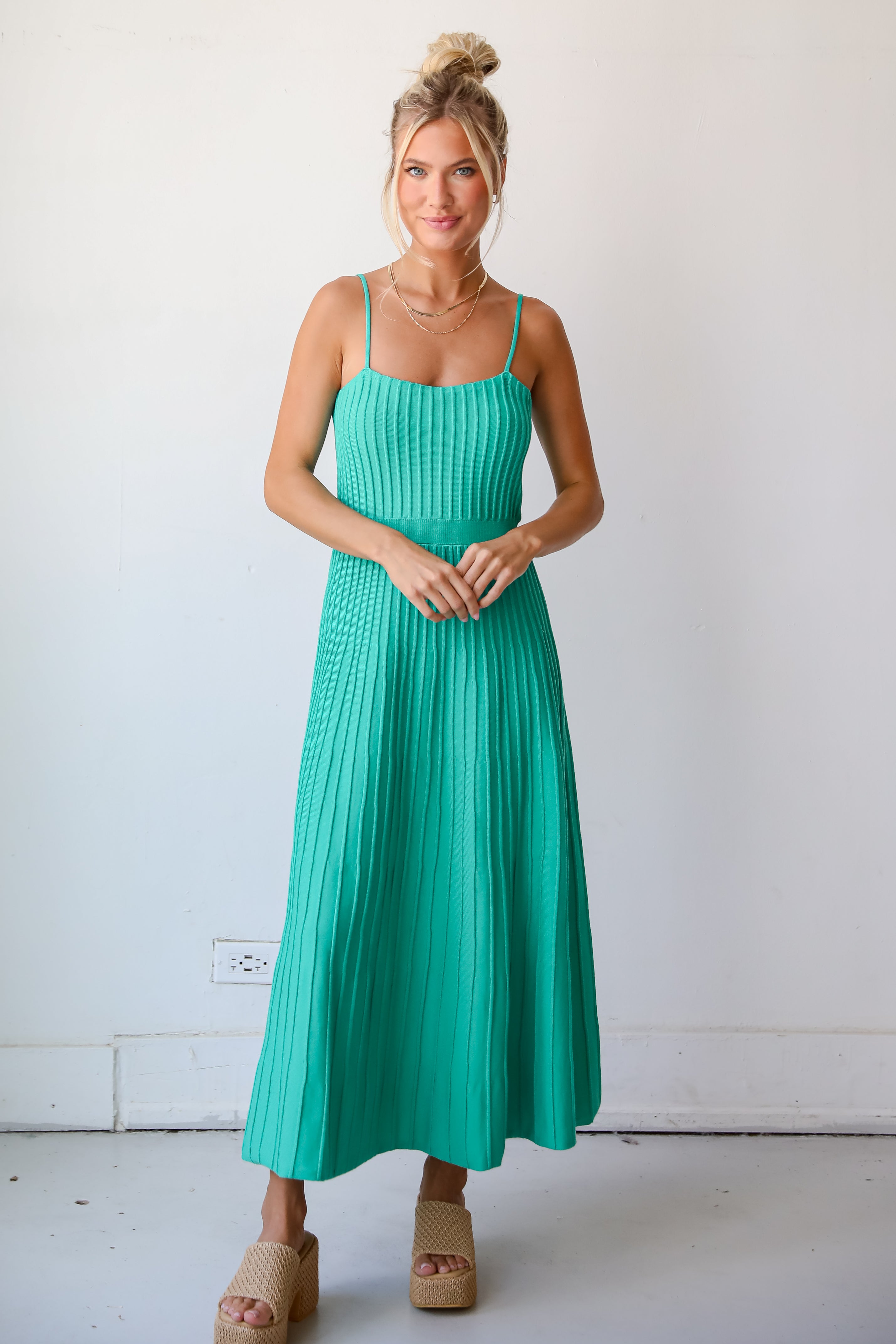 Lasting Sweetness Green Knit Maxi Dress