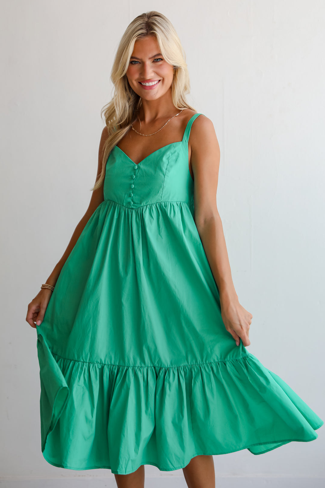 Sophisticated Influence Green Midi Dress