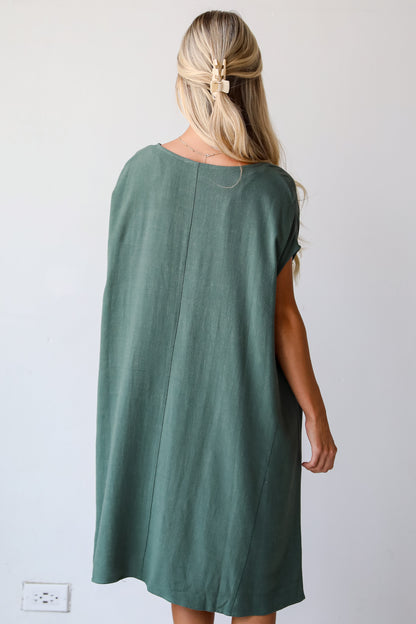 Perfect Vacation Teal Linen Midi Dress