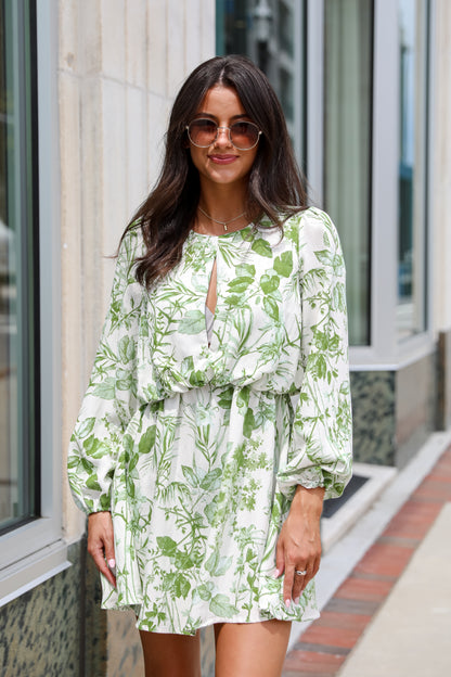 Mesmerizing Essence Green Floral Mini Dress