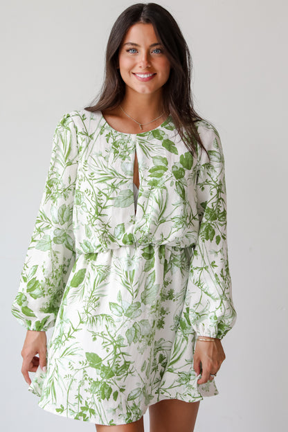 Mesmerizing Essence Green Floral Mini Dress