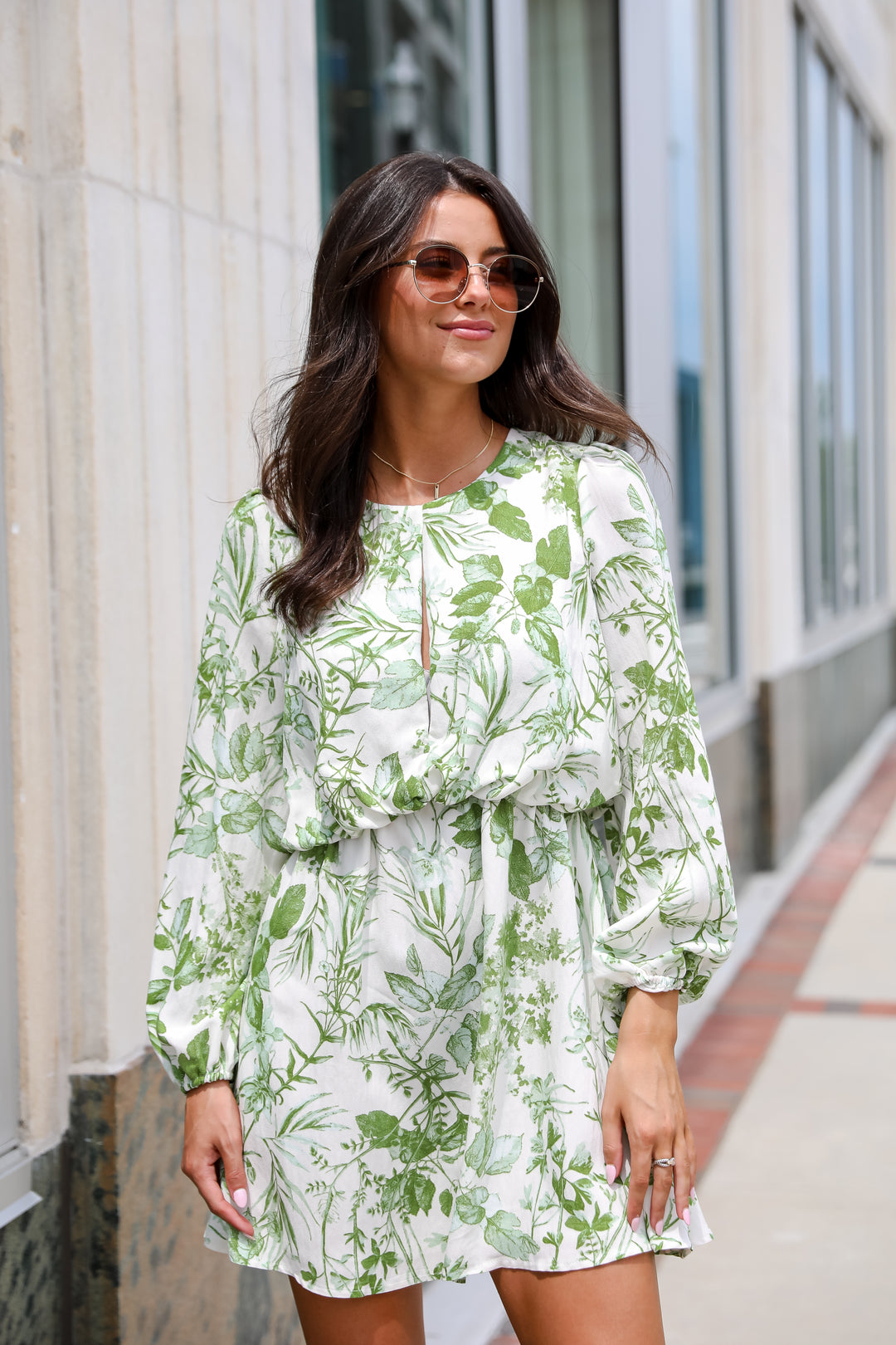 Mesmerizing Essence Green Floral Mini Dress