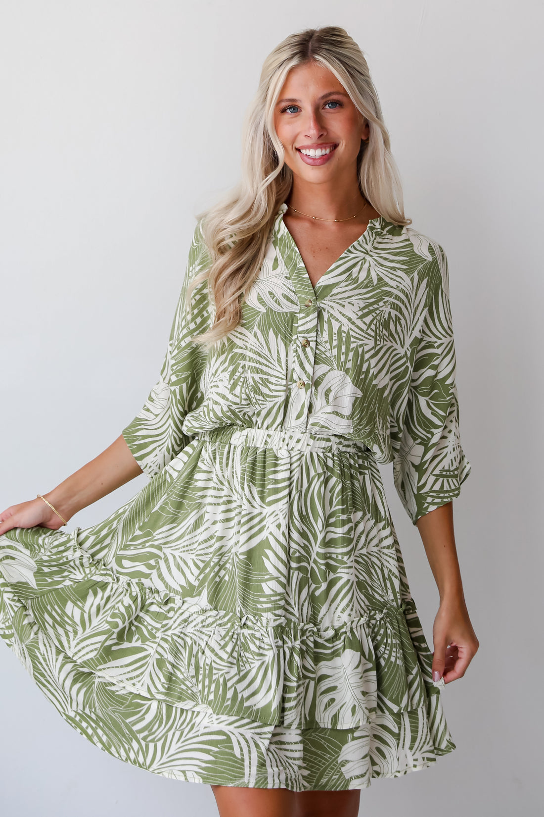 Destined For Sun Green Tropical Mini Dress