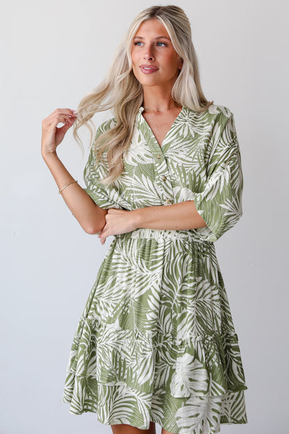 Destined For Sun Green Tropical Mini Dress