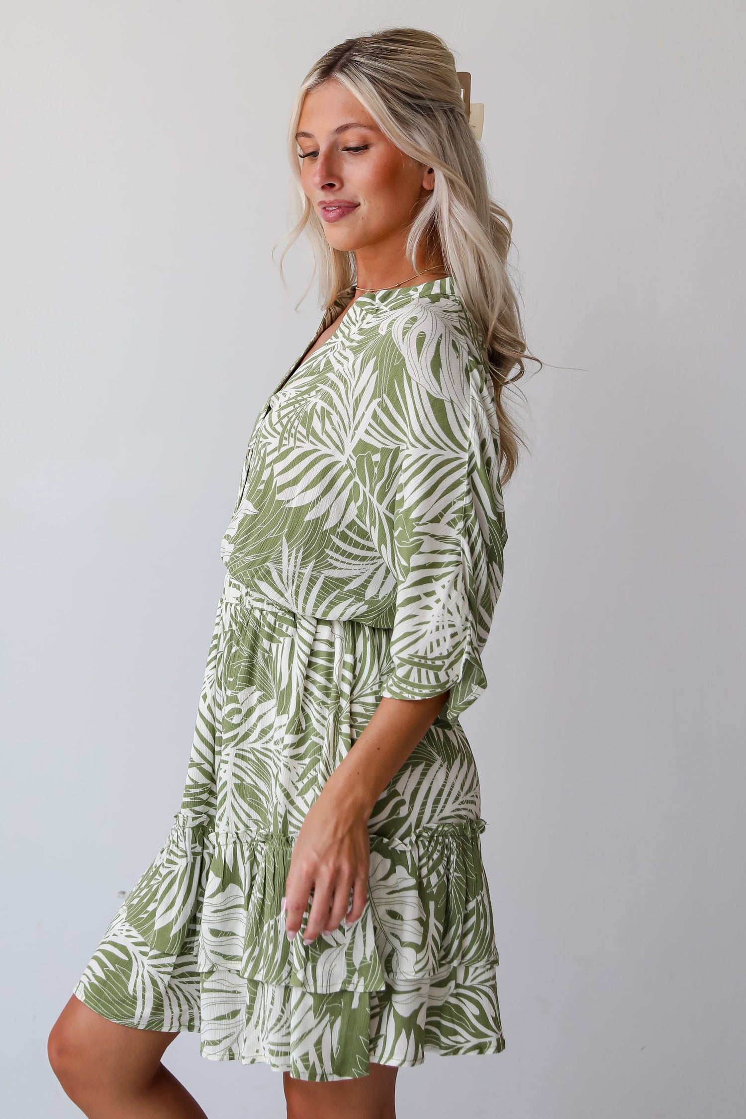 Destined For Sun Green Tropical Mini Dress