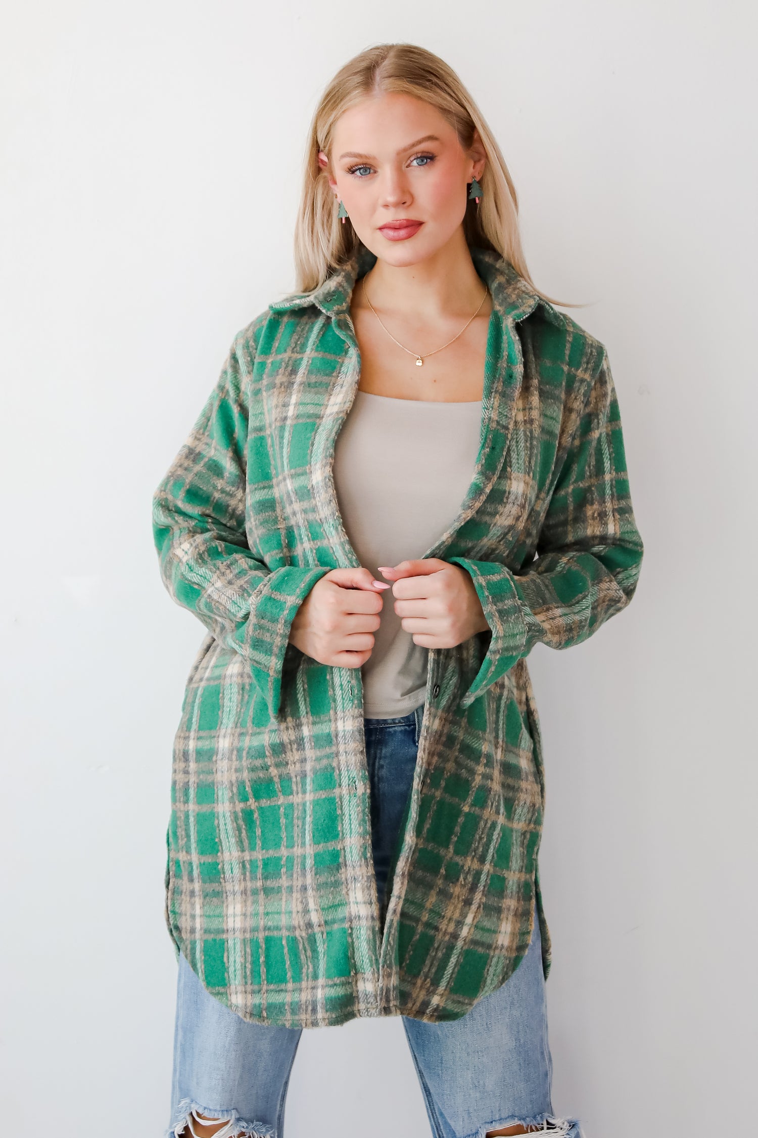 Cuddle Club Green Plaid Shacket