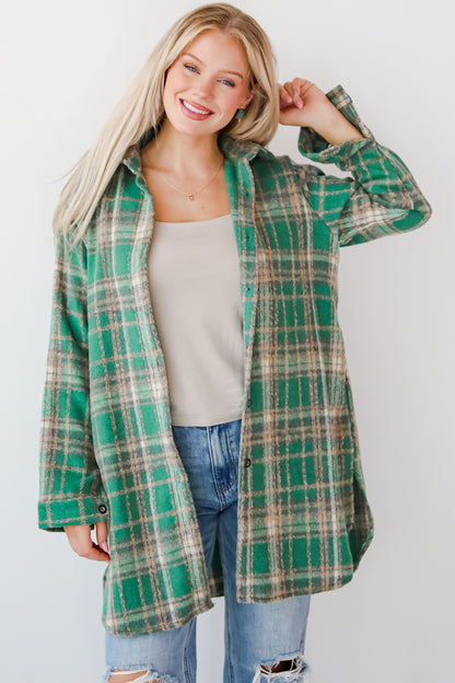 Cuddle Club Green Plaid Shacket