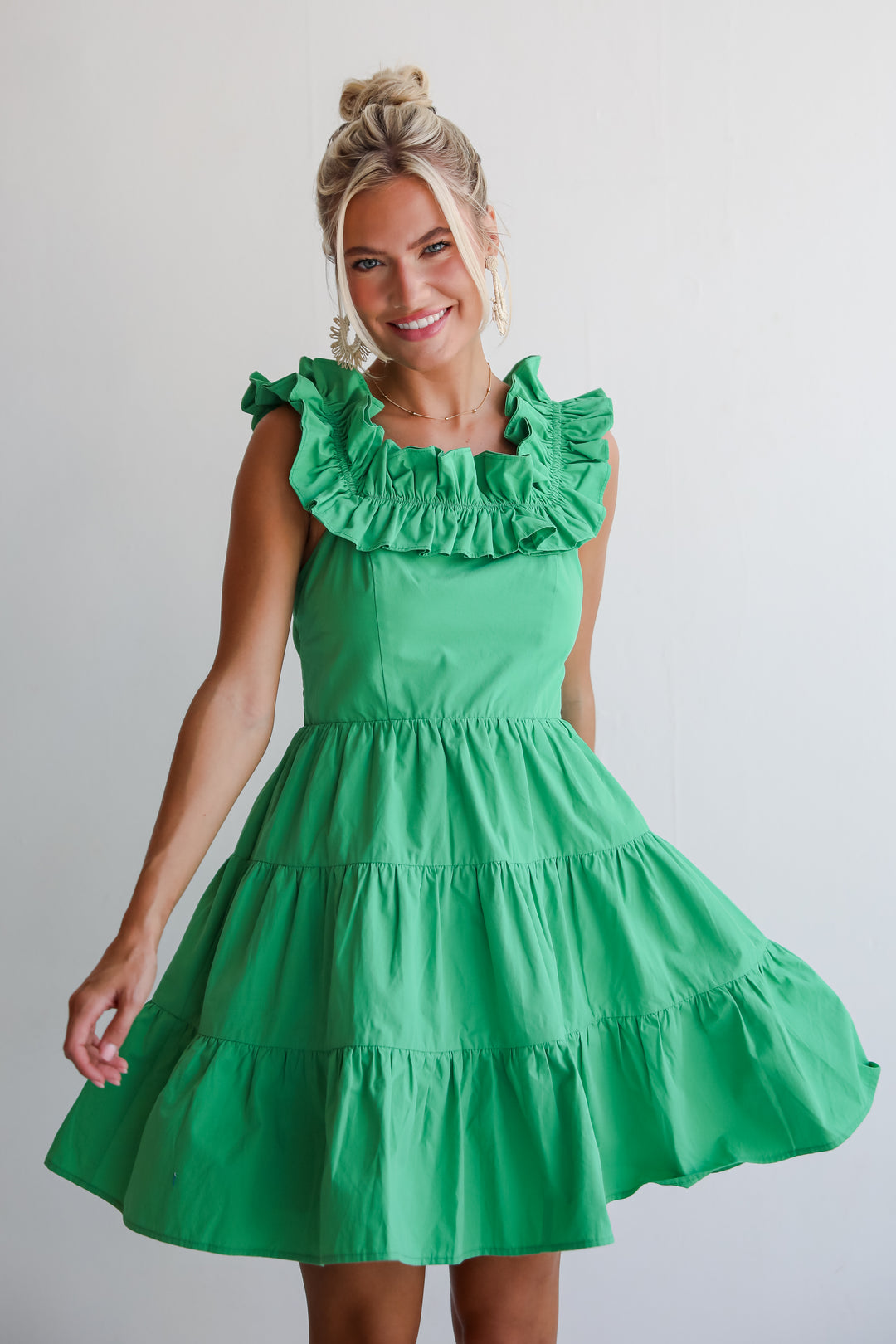 Sweet Existence Green Tiered Ruffle Mini DressSweet Existence Green Tiered Ruffle Mini Dress