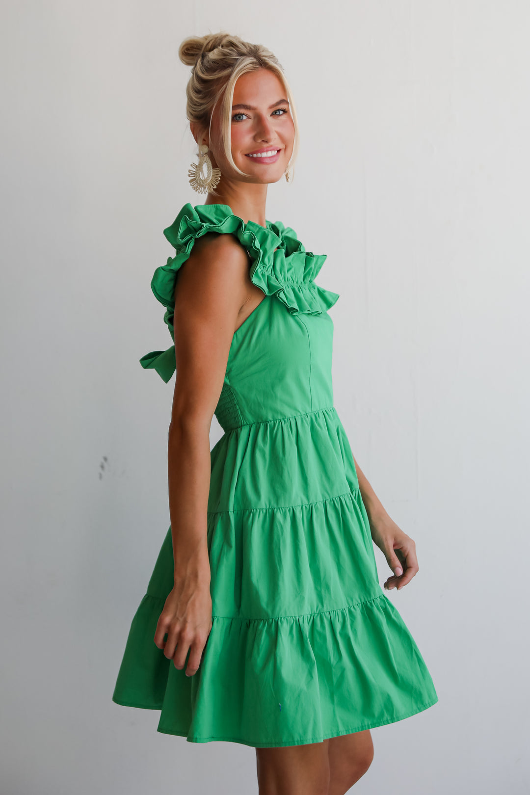 Sweet Existence Green Tiered Ruffle Mini Dress