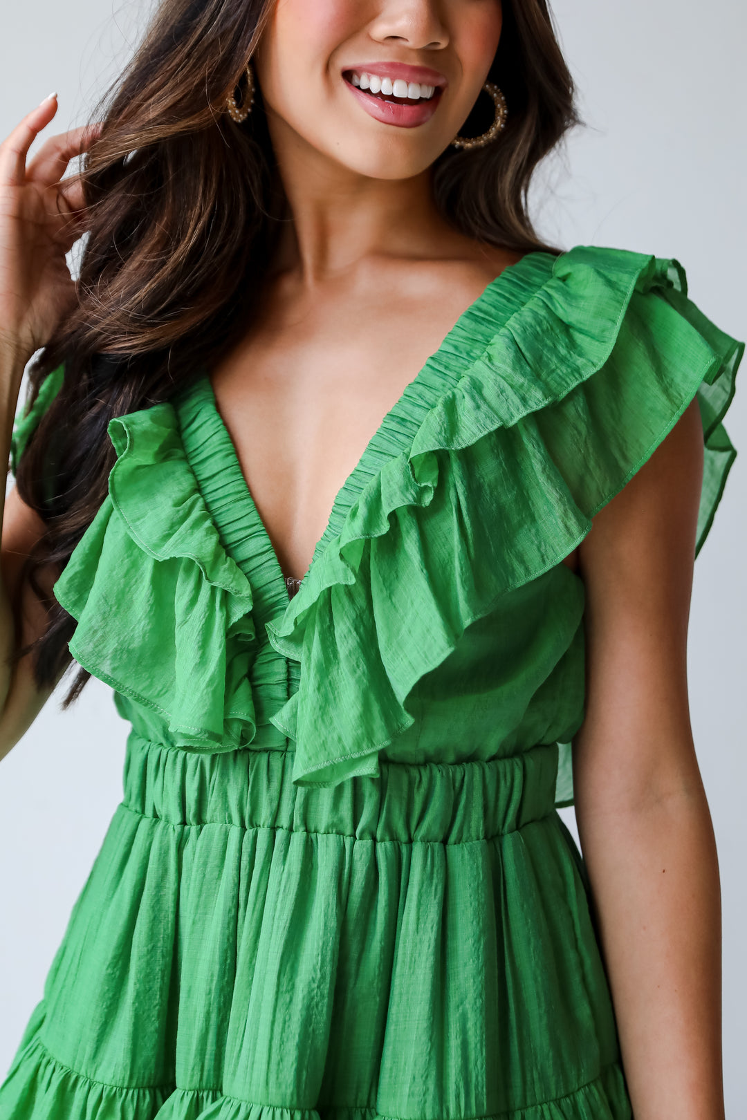 Marvelous Time Green Ruffle Mini Dress