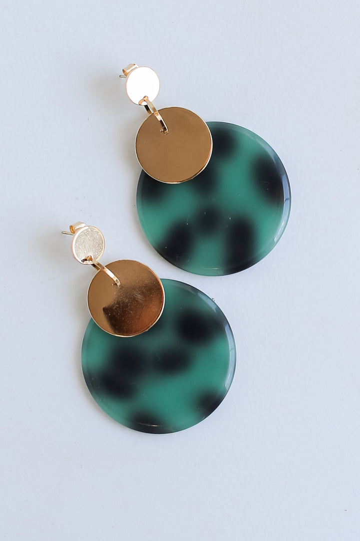 green Acrylic Drop Earrings flat lay