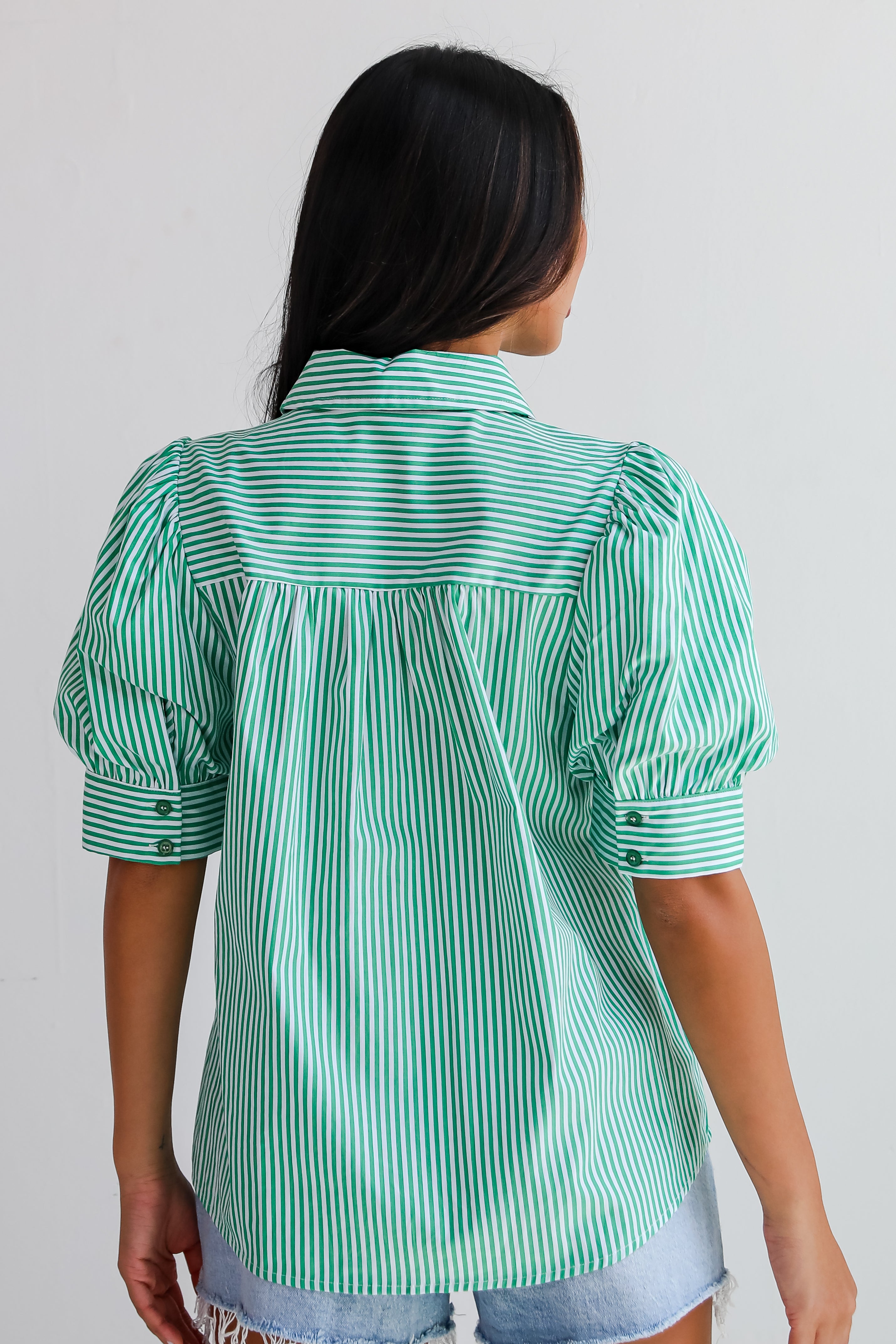 Authentic Sweetness Green Striped Blouse