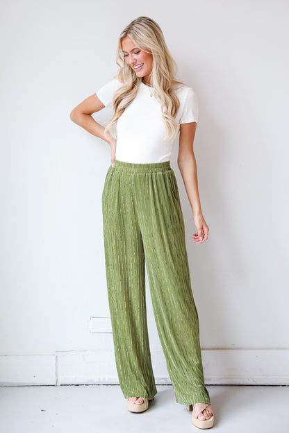 high waisted Green Velvet Stripe Pants