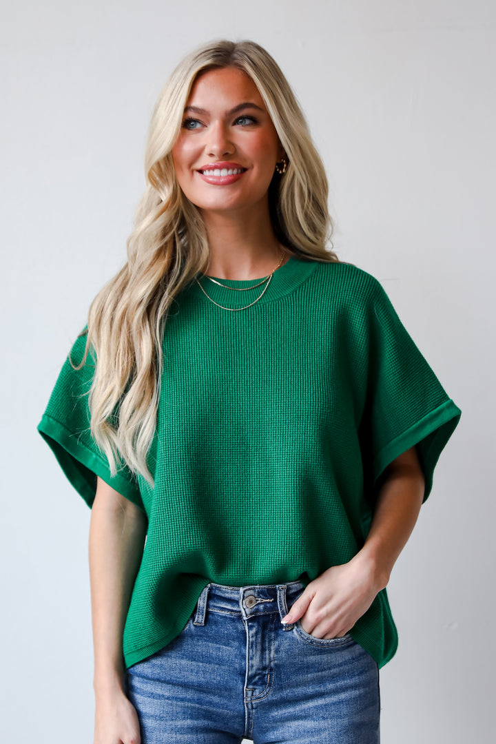 short sleeve Kelly Green Sweater Top