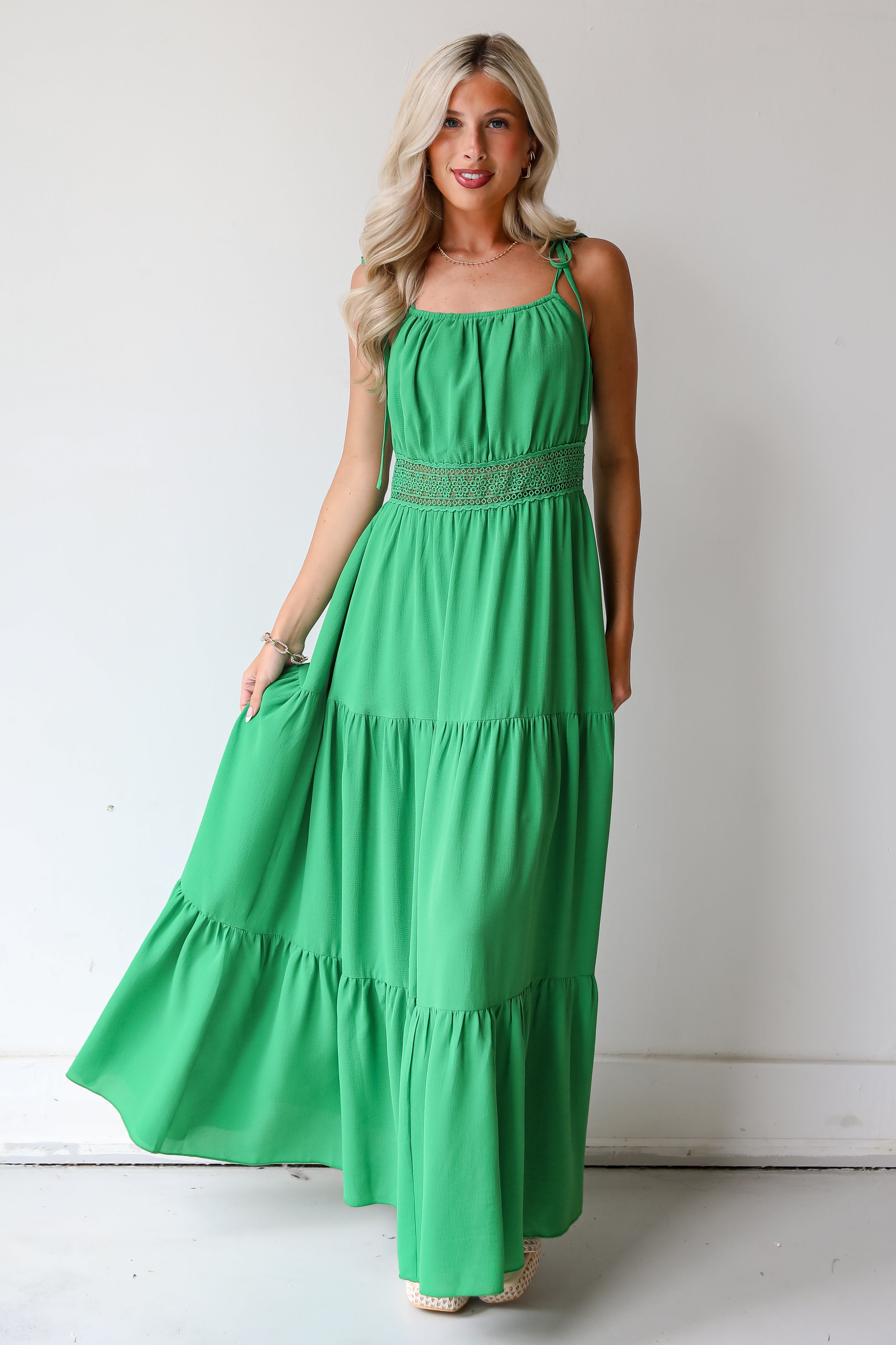 Green Tiered Maxi Dress