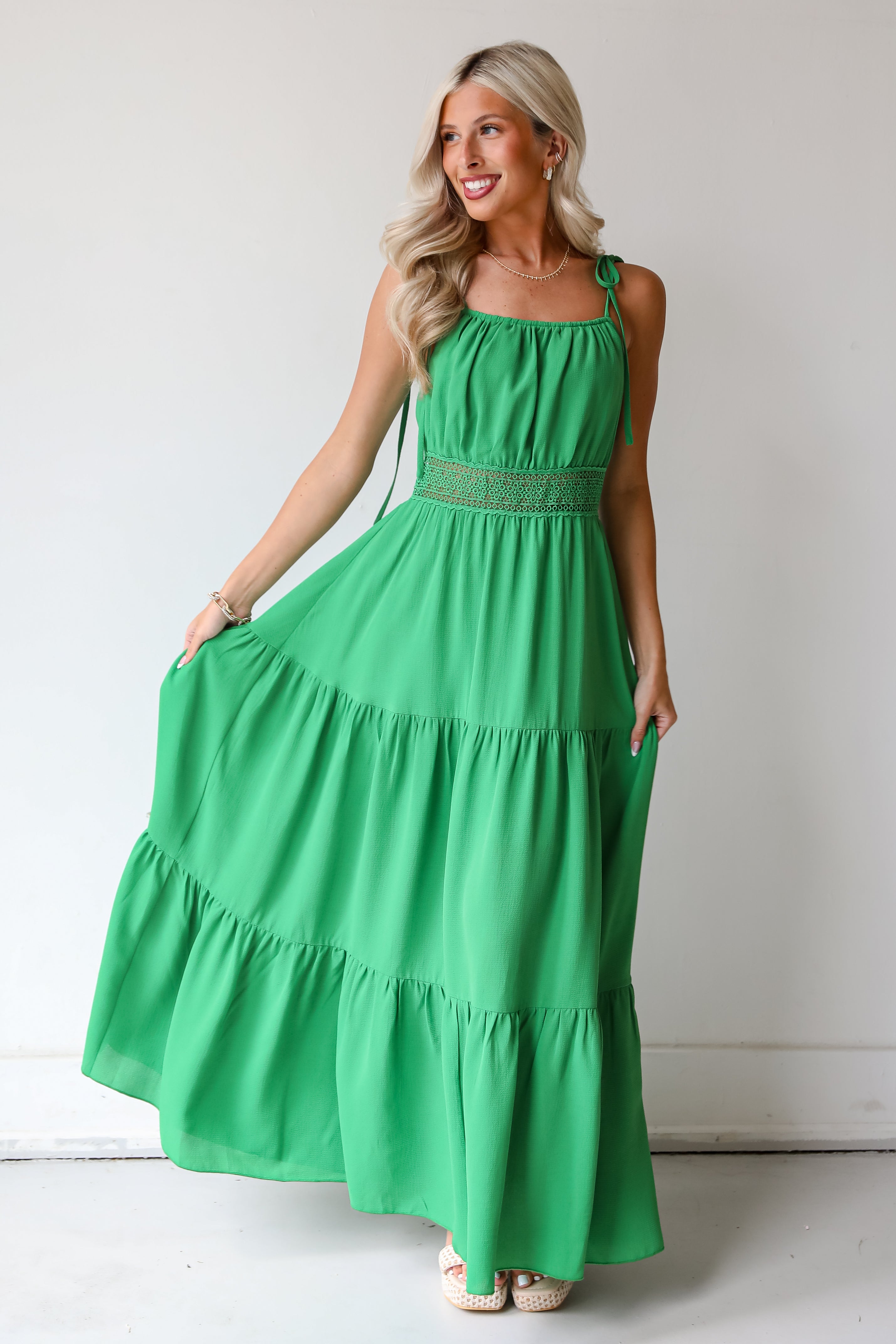 Green Tiered Maxi Dress