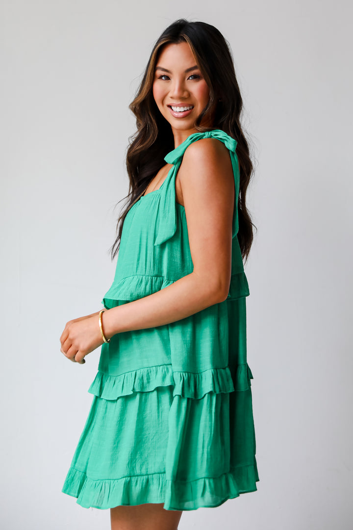 Green Tiered Mini Dress