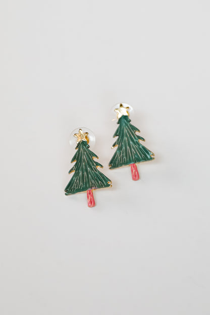 Belle Green Christmas Tree Stud Earrings