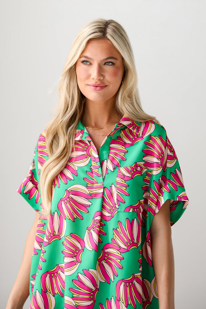 womens Tropical Green Blouse