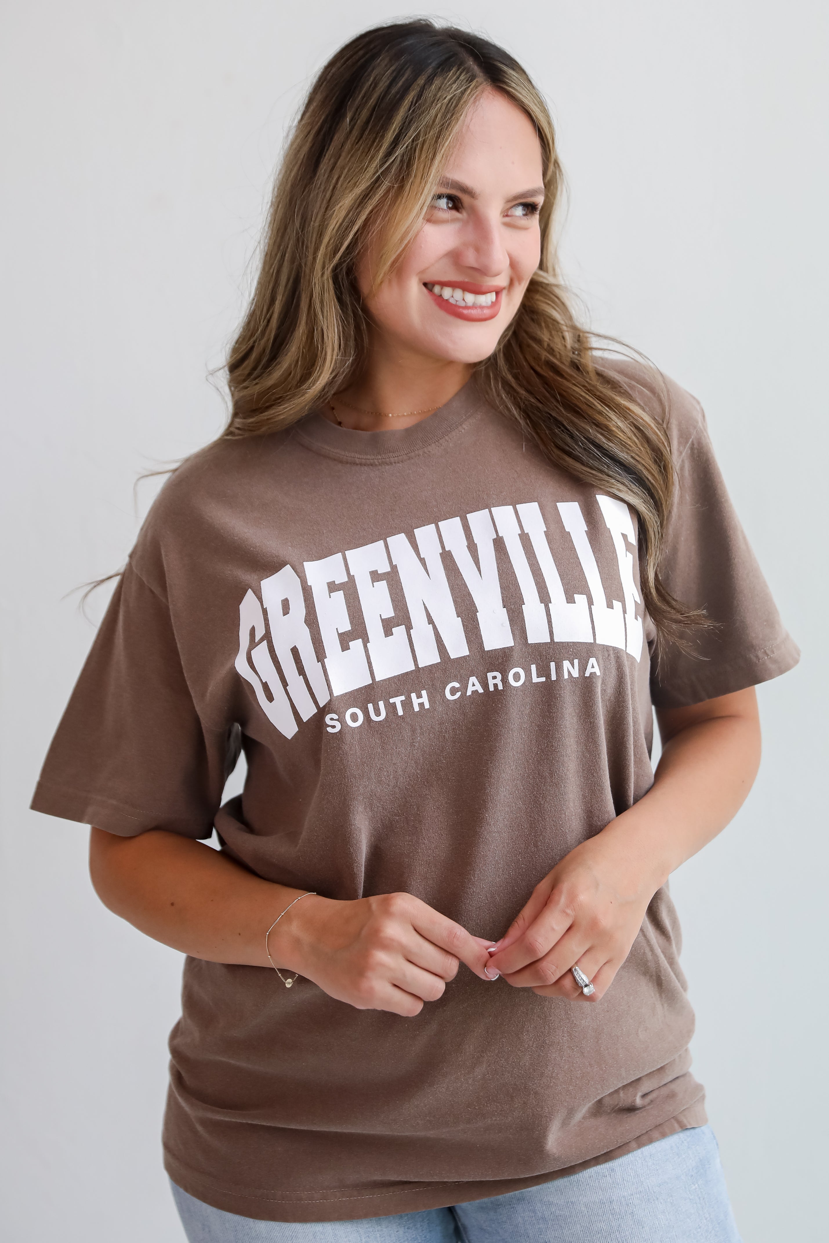 Brown Greenville South Carolina Block Letter Tee