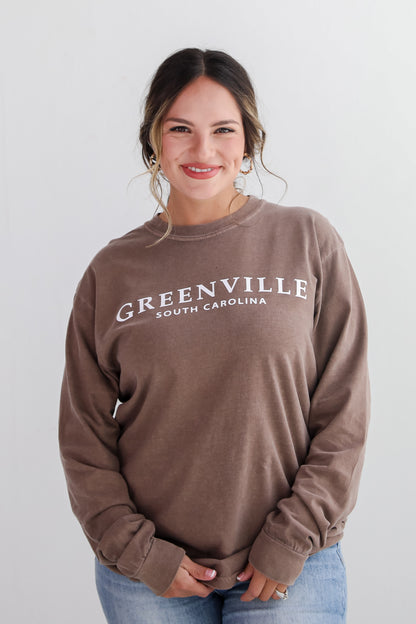 Brown Greenville South Carolina Long Sleeve Tee