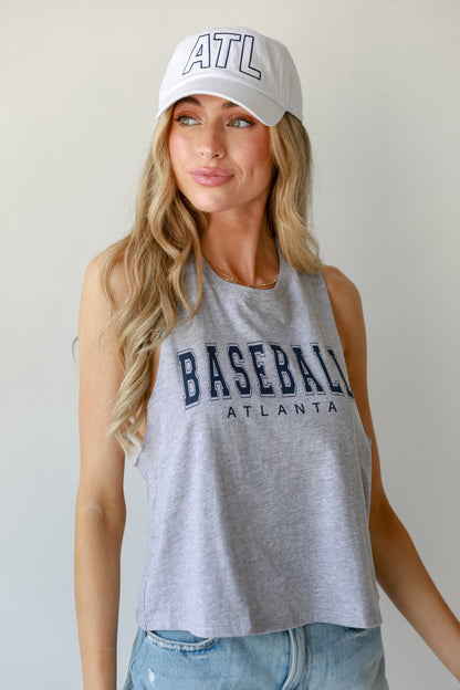 Heather Grey Baseball Atlanta Muscle Tank front view