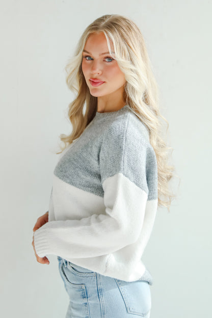 Winter Crush Heather Grey Checkered Sweater