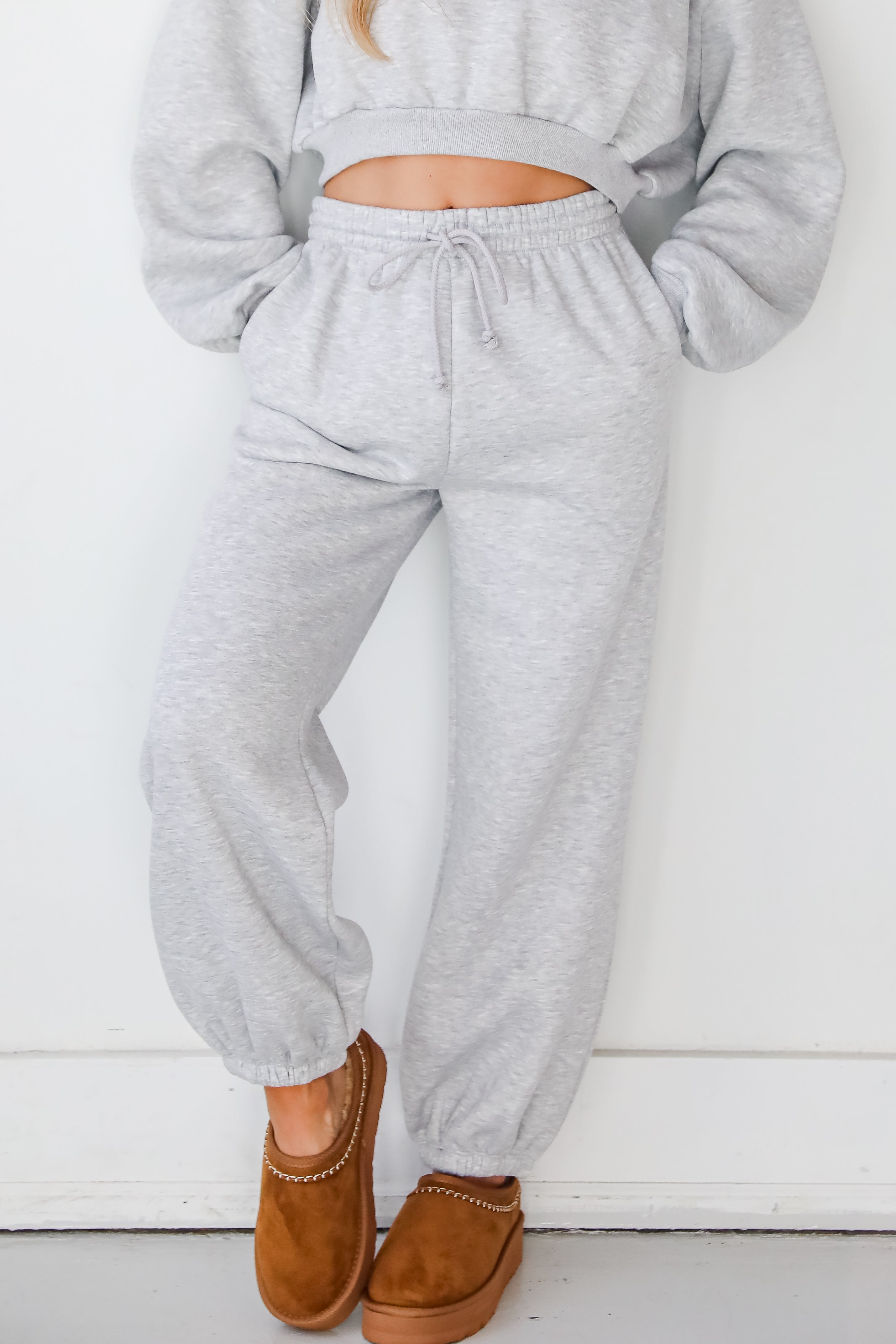 Snuggly Style Heather Grey Fleece Joggers