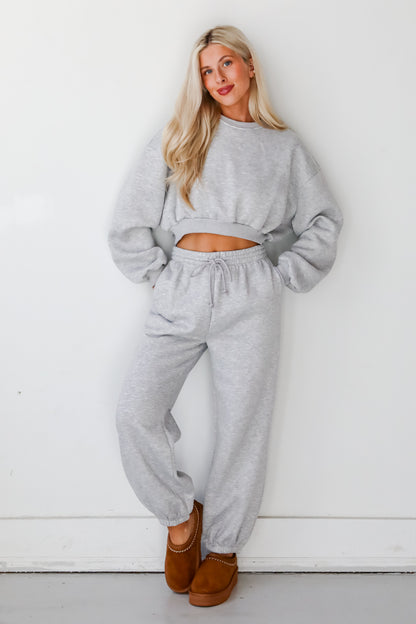 Snuggly Style Heather Grey Fleece Sweatshirt