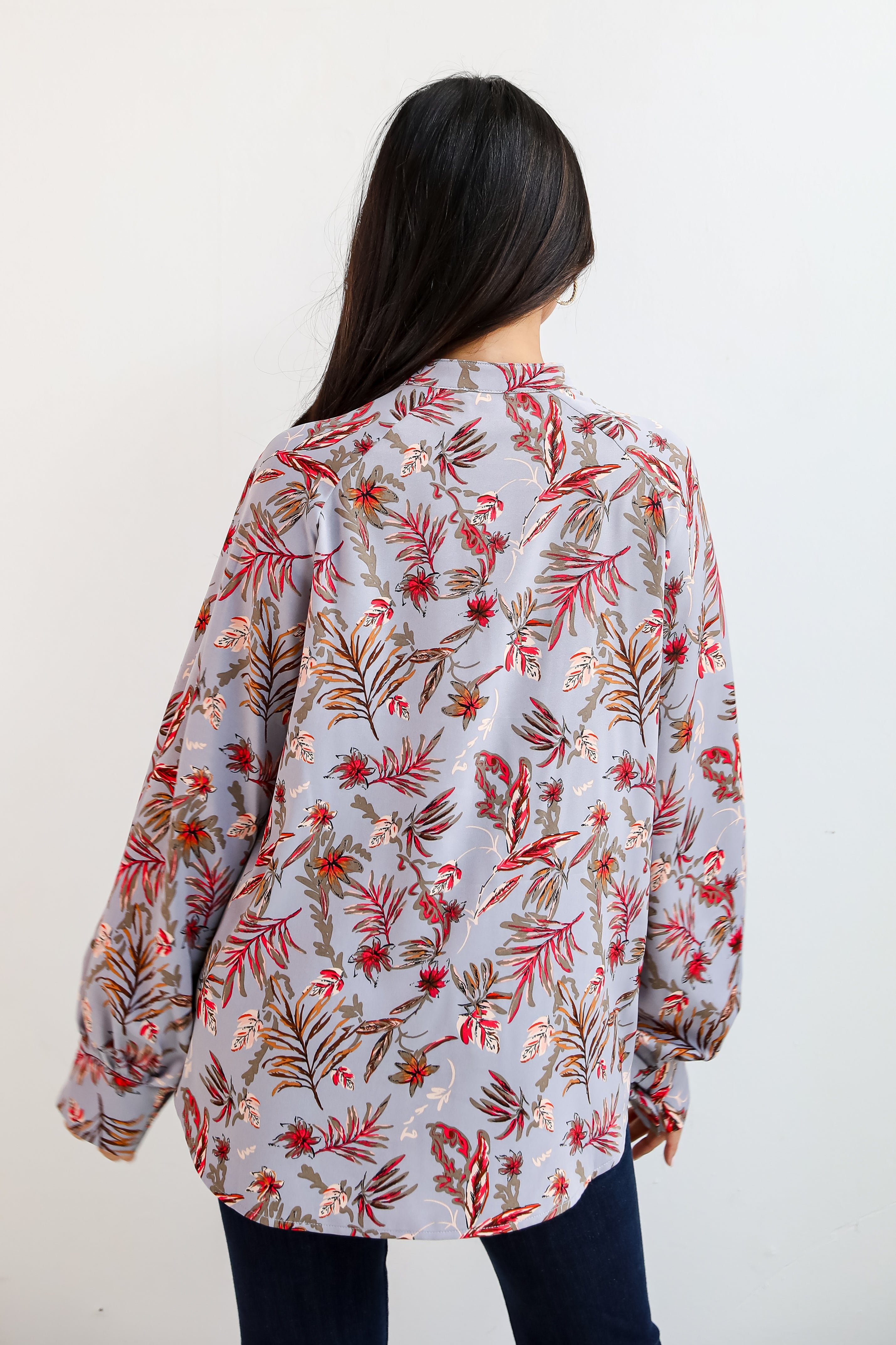 Endless Aura Grey Floral Blouse