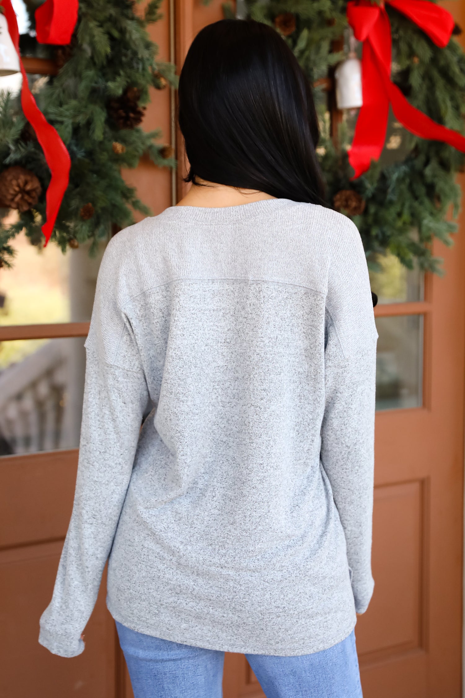 Effortless Pick Heather Grey Knit Top