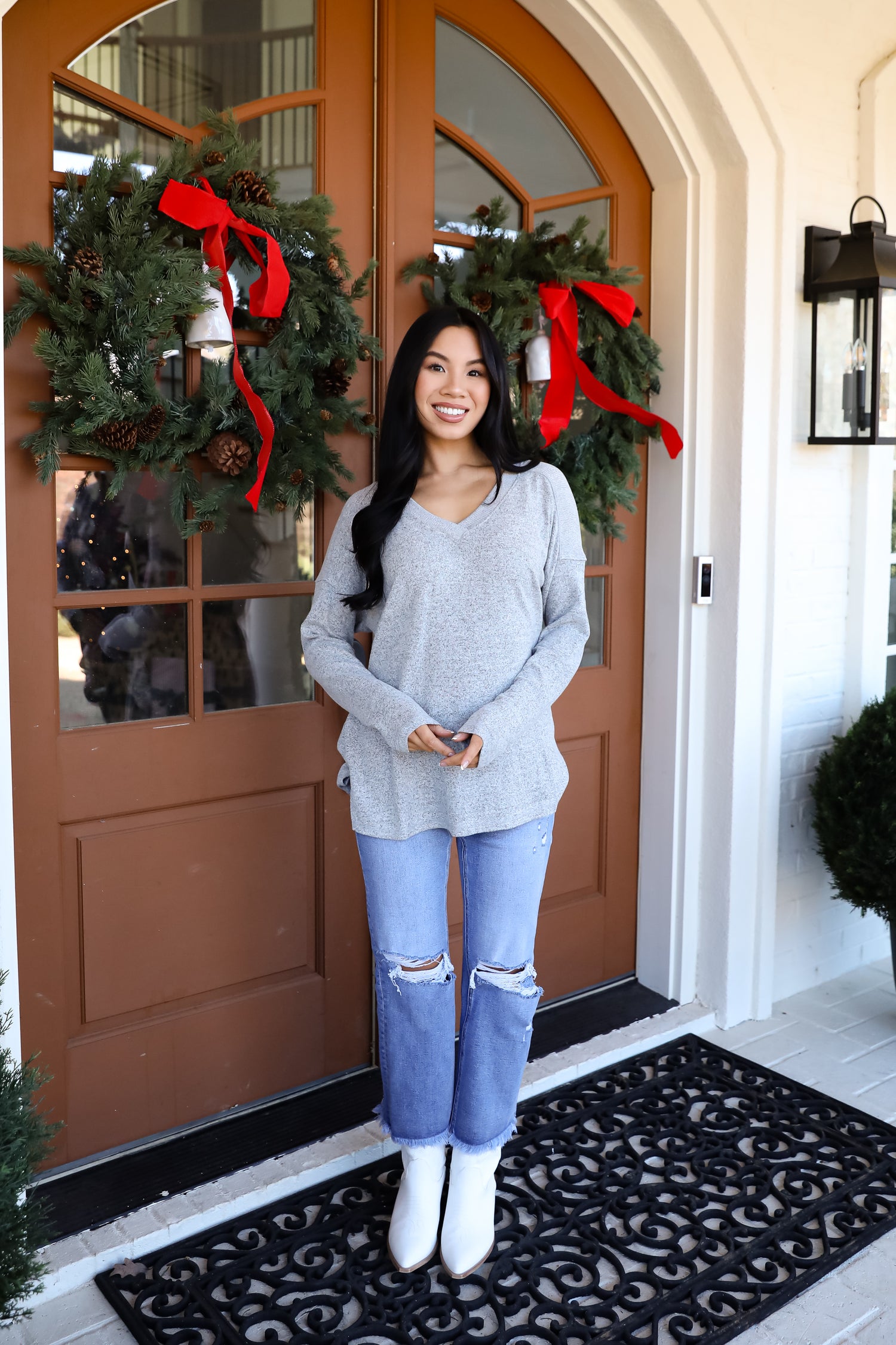 Effortless Pick Heather Grey Knit Top