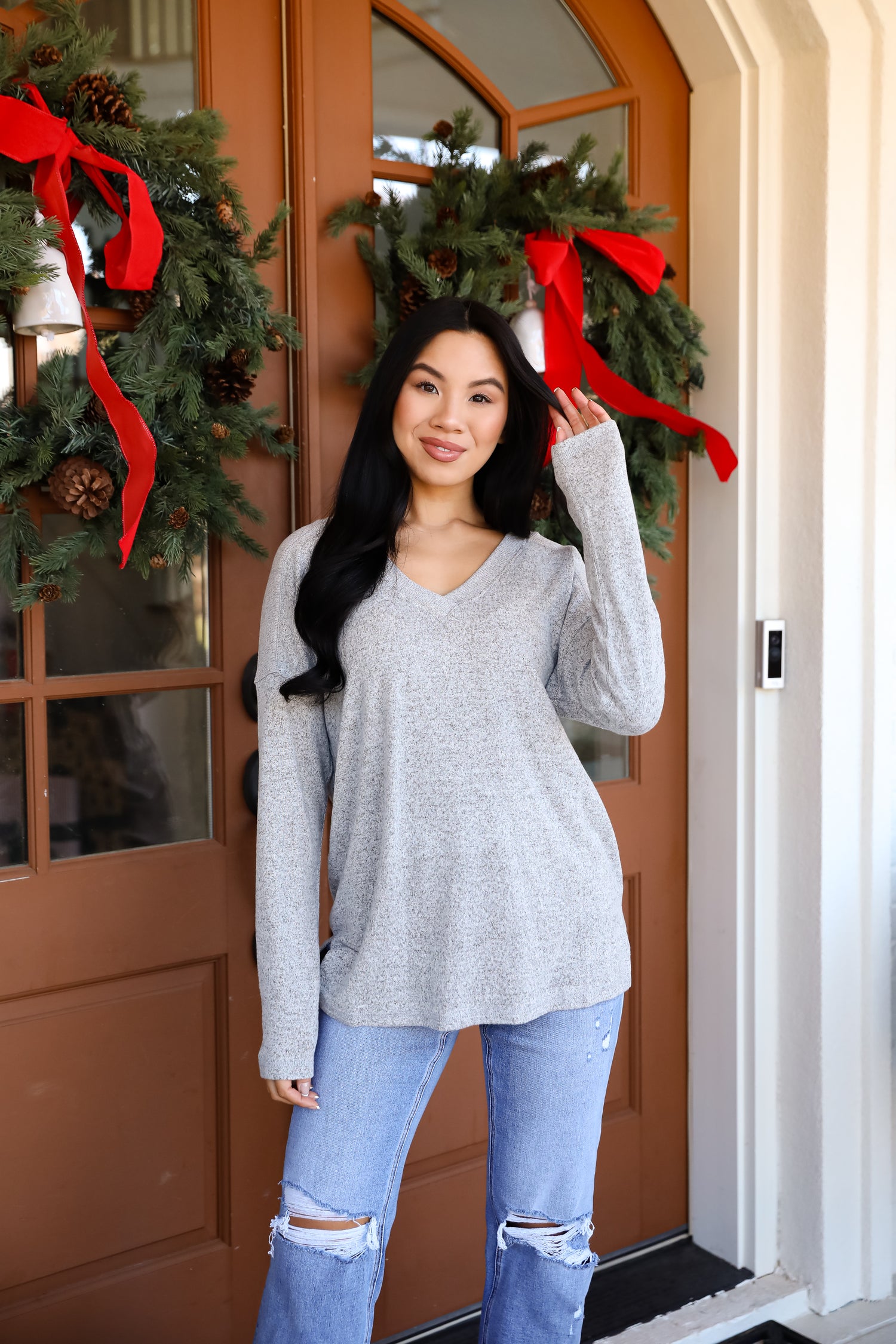 Effortless Pick Heather Grey Knit Top