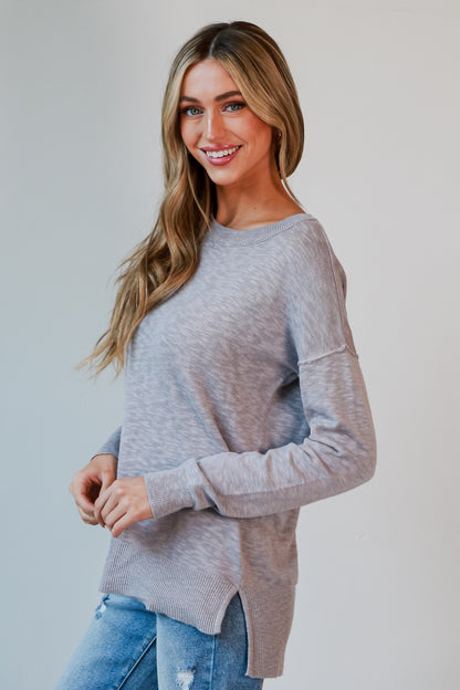 grey knit top