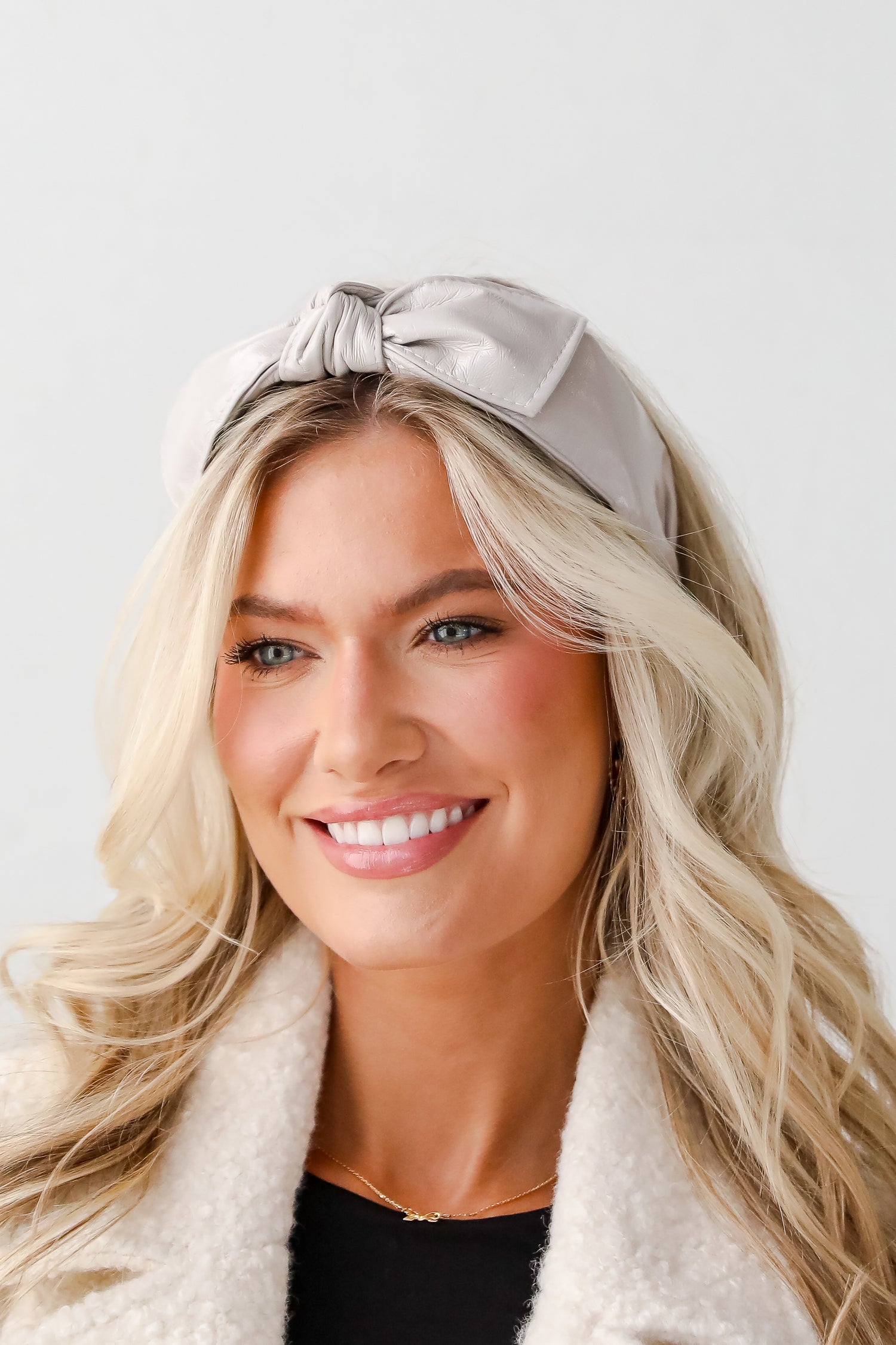 Poised Finish Leather Bow Headband