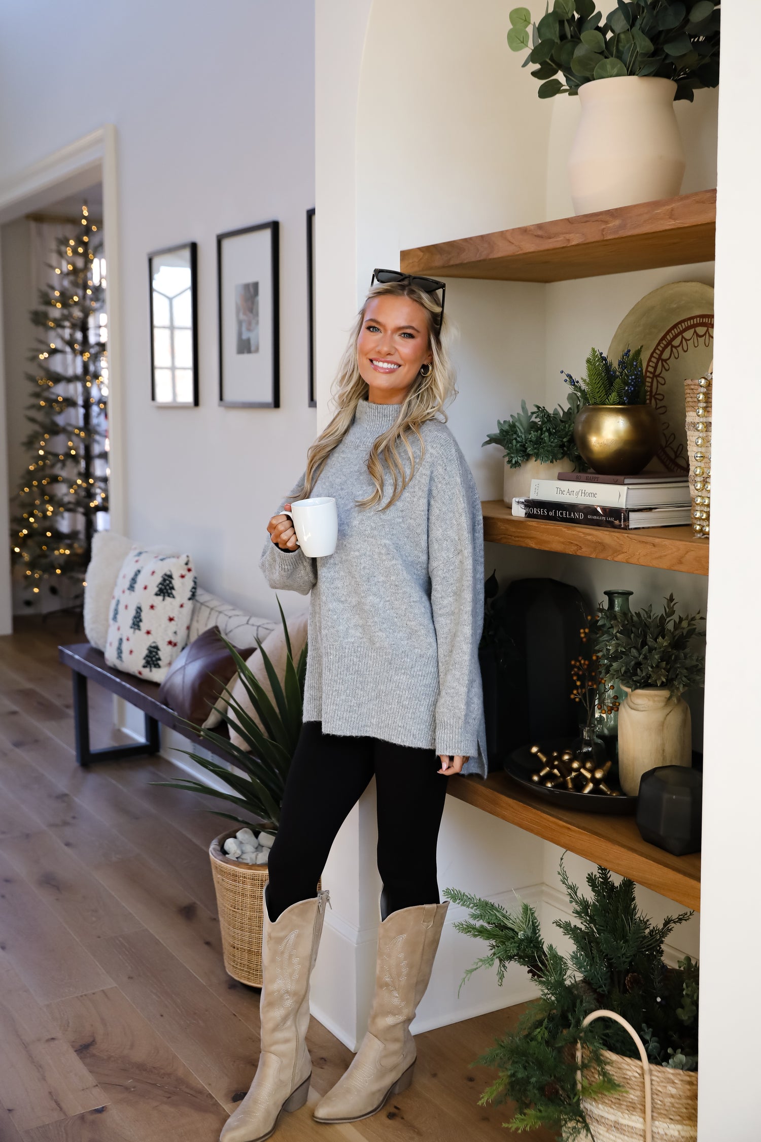 Winter Classic Heather Grey Mock Neck Oversized Sweater