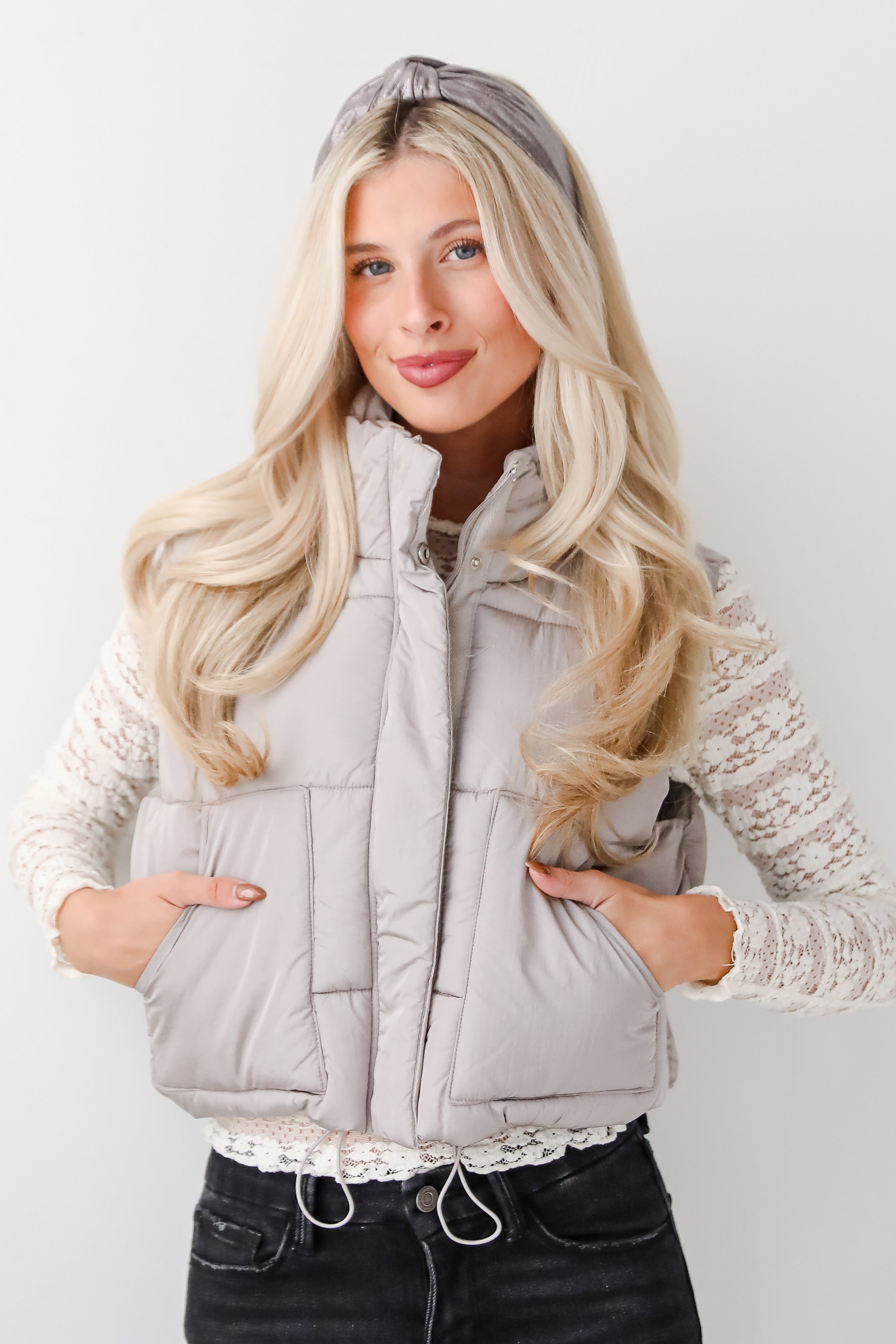 First Frost Light Grey Puffer Vest