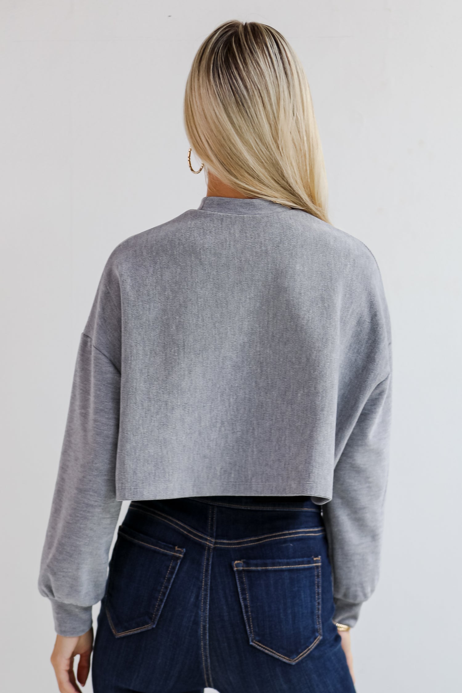 Charmed Vibes Grey Cropped Long Sleeve Top