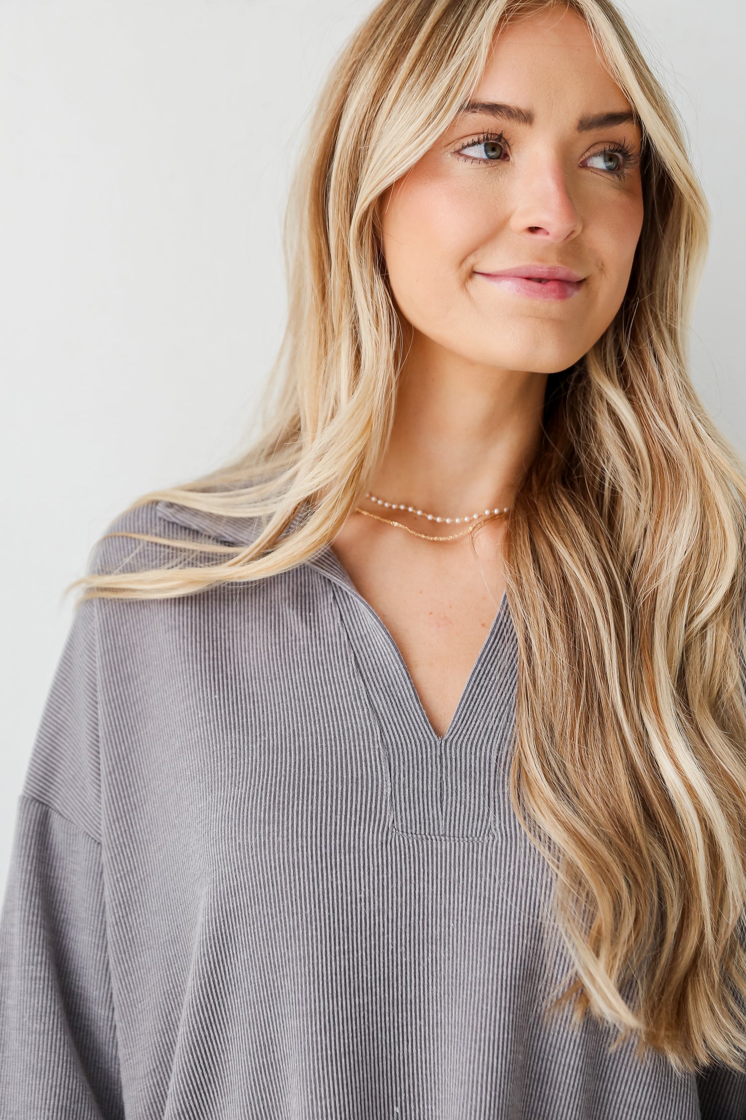 grey corded top