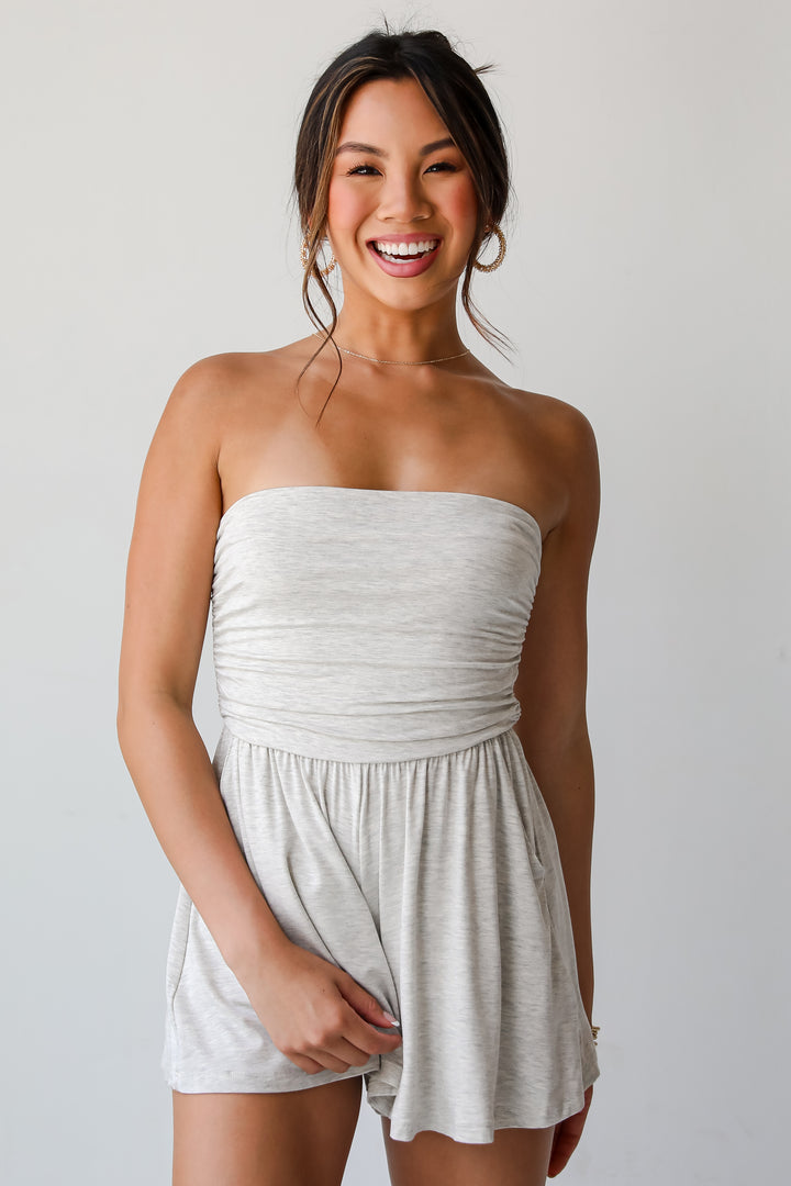 Effortless Upgrade Heather Grey Strapless Romper