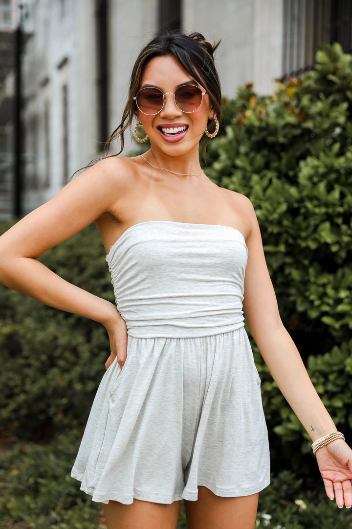 Effortless Upgrade Heather Grey Strapless Romper