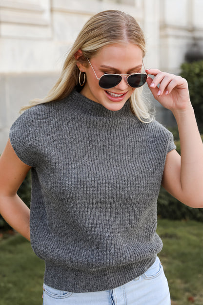 Autumn Perfection Charcoal Sweater Top