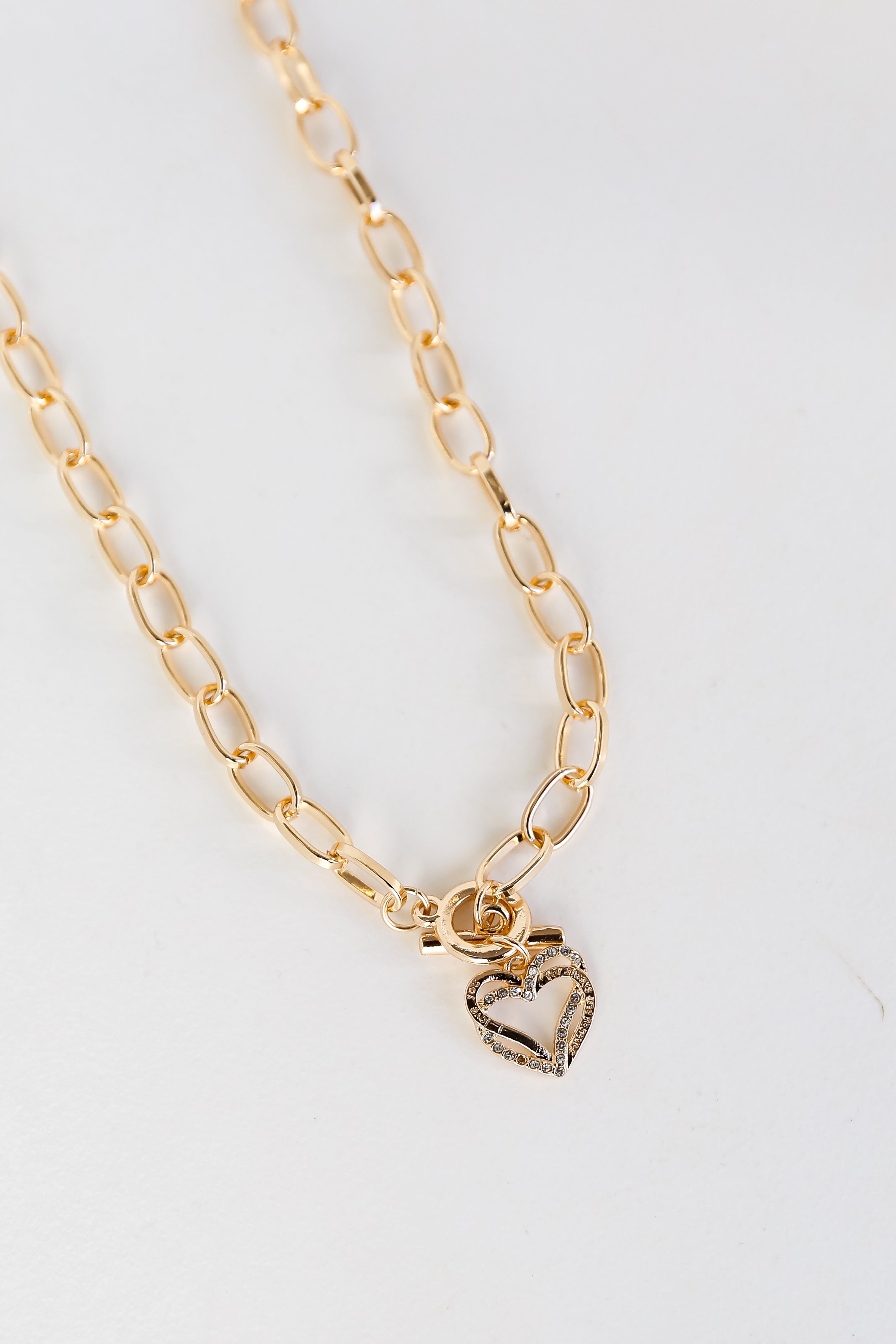 Gold Heart Charm Chain Necklace