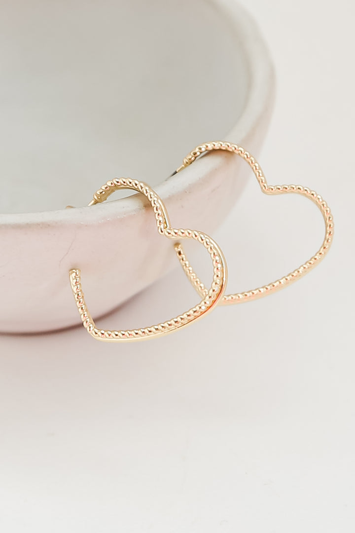 Gold Heart Hoop Earrings