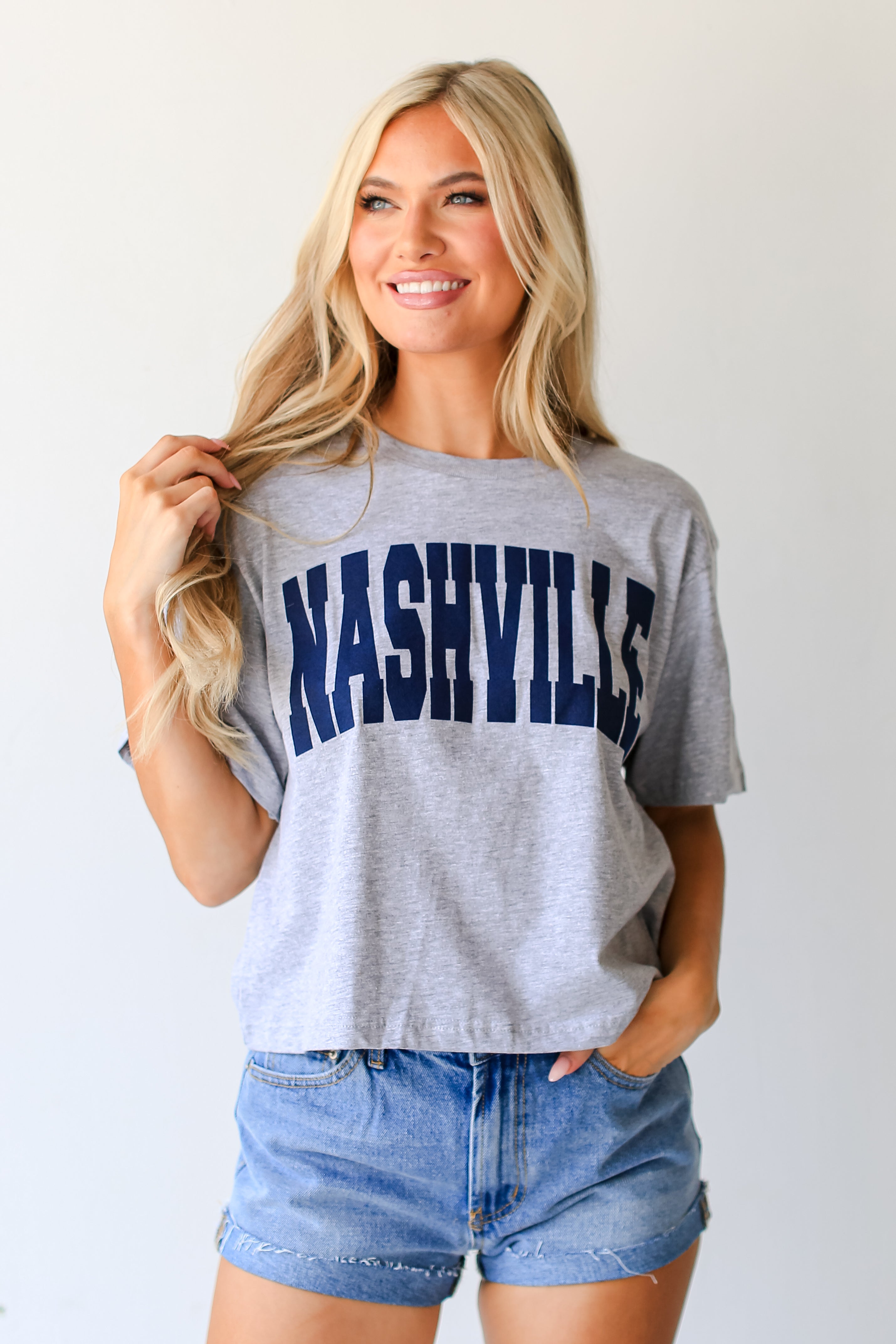 Heather Grey Nashville Cropped Tee