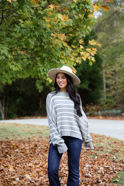 Favorite Potential Heather Grey Striped Sweater