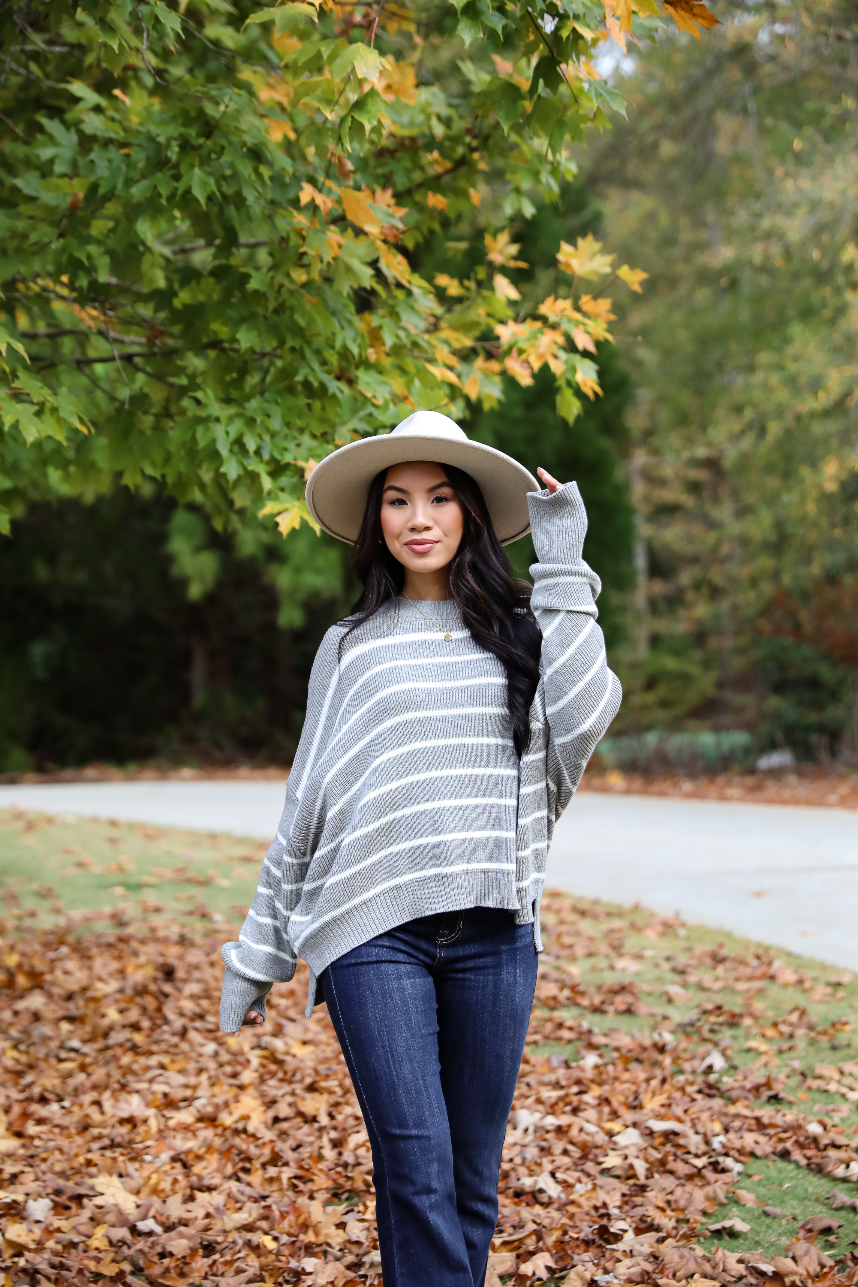 Favorite Potential Heather Grey Striped Sweater