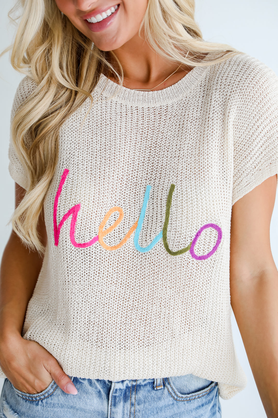 casual Cream Lightweight Knit Top