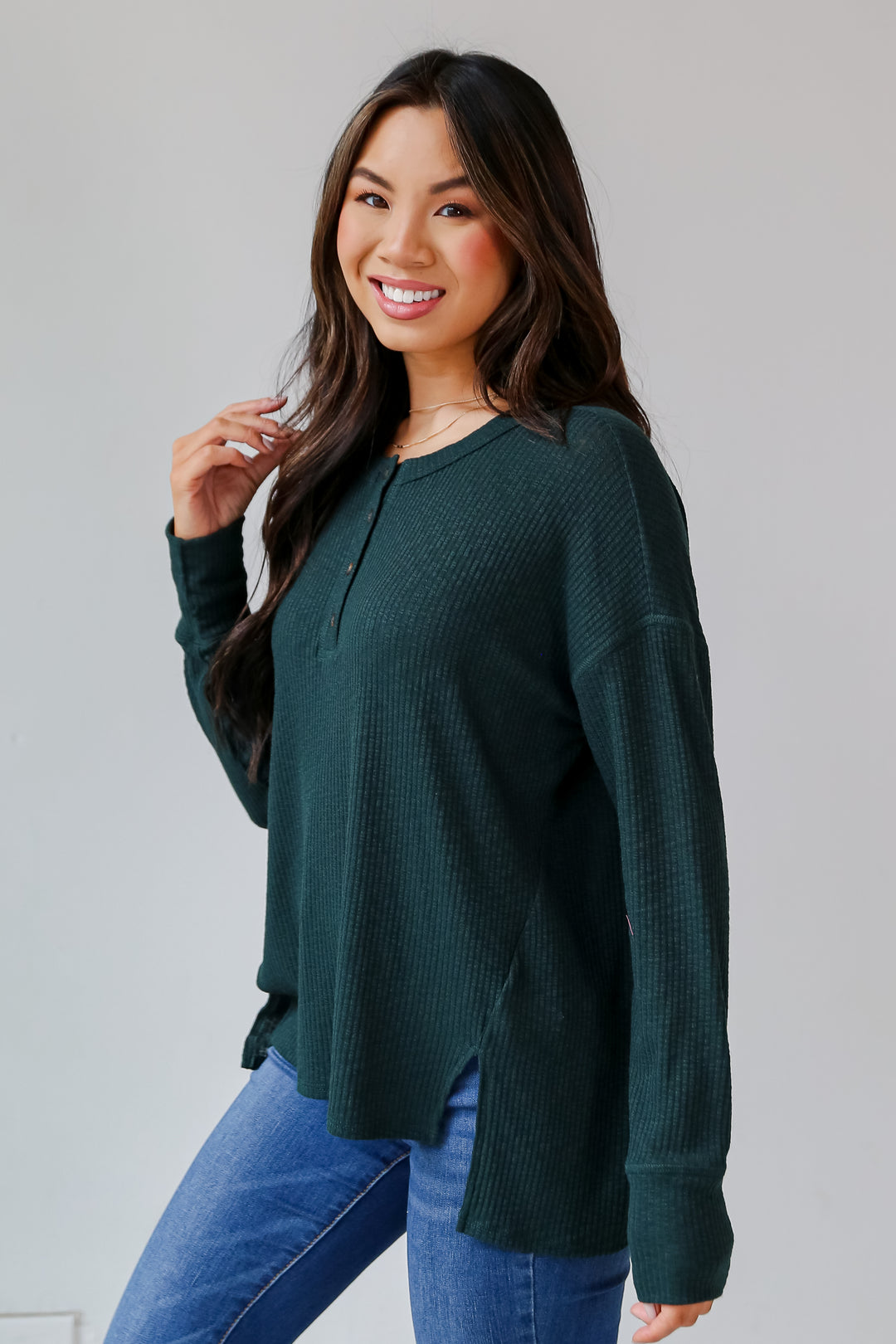 lightweight Knit Henley Top